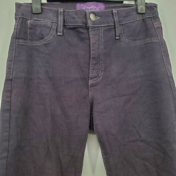 NYDJ Hi-Rise Slim Straight Jeans Ankle Stretch Solid Denim Size 2 Womens Black - Picture 2 of 12